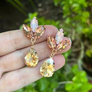 Crystal Petal Drop Earrings